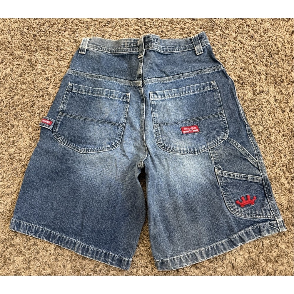 Vintage Y2K JNCO Jeans Shorts Jorts Skate Grunge Baggy Blue Mens Size 32x11